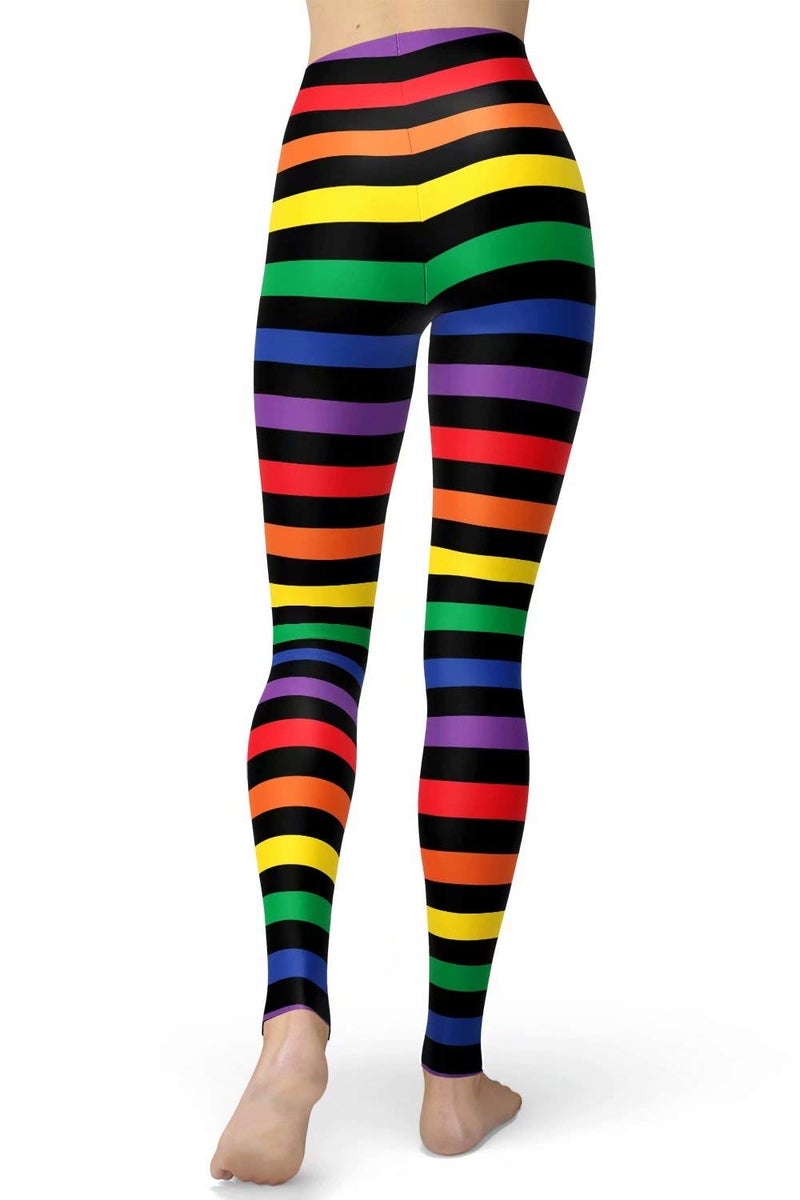 sissycos Women's Rainbow Printed 80s Leggings Buttery Soft Stretchy Pants (Large-XX-Large, Rainbow) - Image 2